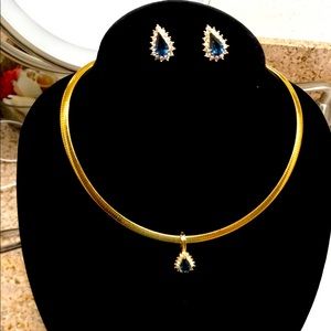 Gold Stainless Steel Italy 18” Pendant W/Earrings.